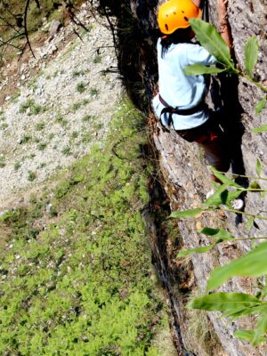 A Adventure enthusiast doing rock climbing at chopta in uttarakhand.